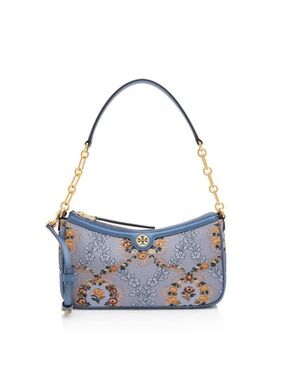 Tory Burch T Monogram Brocade Studio - Sea Frost